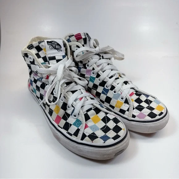 Vans 8 Unisex SK8 Hi Decon High Top Sneakers in Party Checkerboard CN - Picture 4 of 12